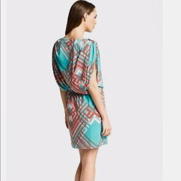 JESSICA SIMPSON BLUE GEOMETRIC DRESS - Picture 12 of 16